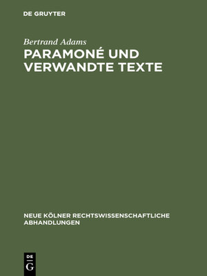 cover image of Paramoné und verwandte Texte